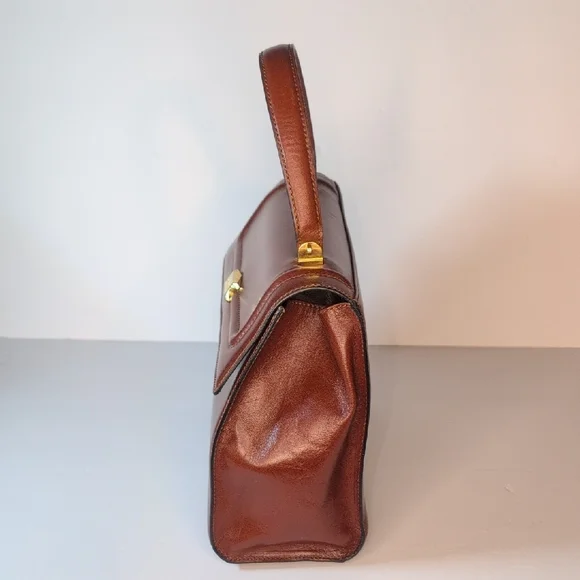Bally Vintage Chestnut Brown Leather Top-Handle Satchel 1970's - Picture 4 of 14